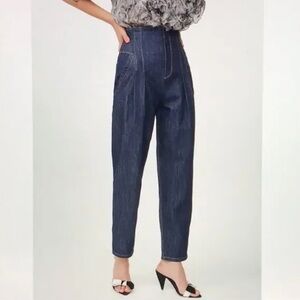 La Vie Rebecca Taylor Pleated High Rise Jeans Dark Indigo Denim Boho Women’s